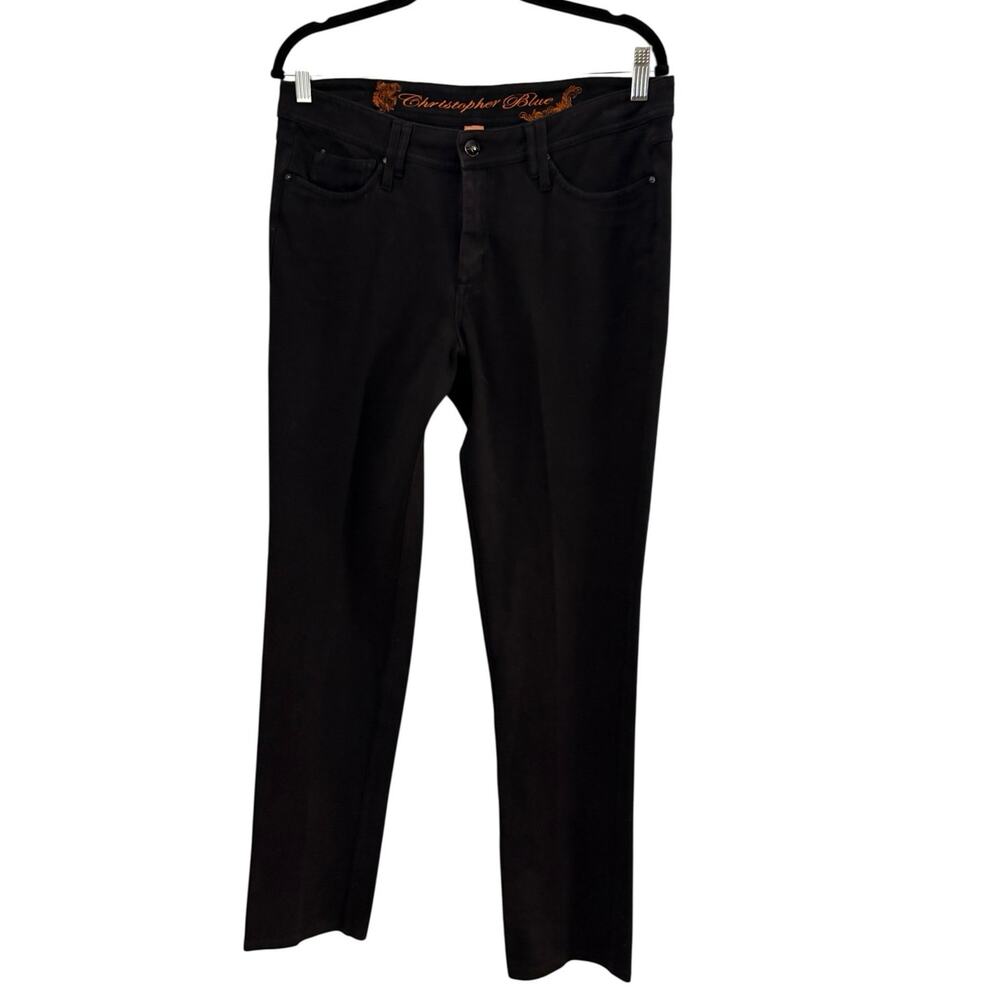Christopher Blue Dark Gray Pants 5 Pocket Style Cotton Blend